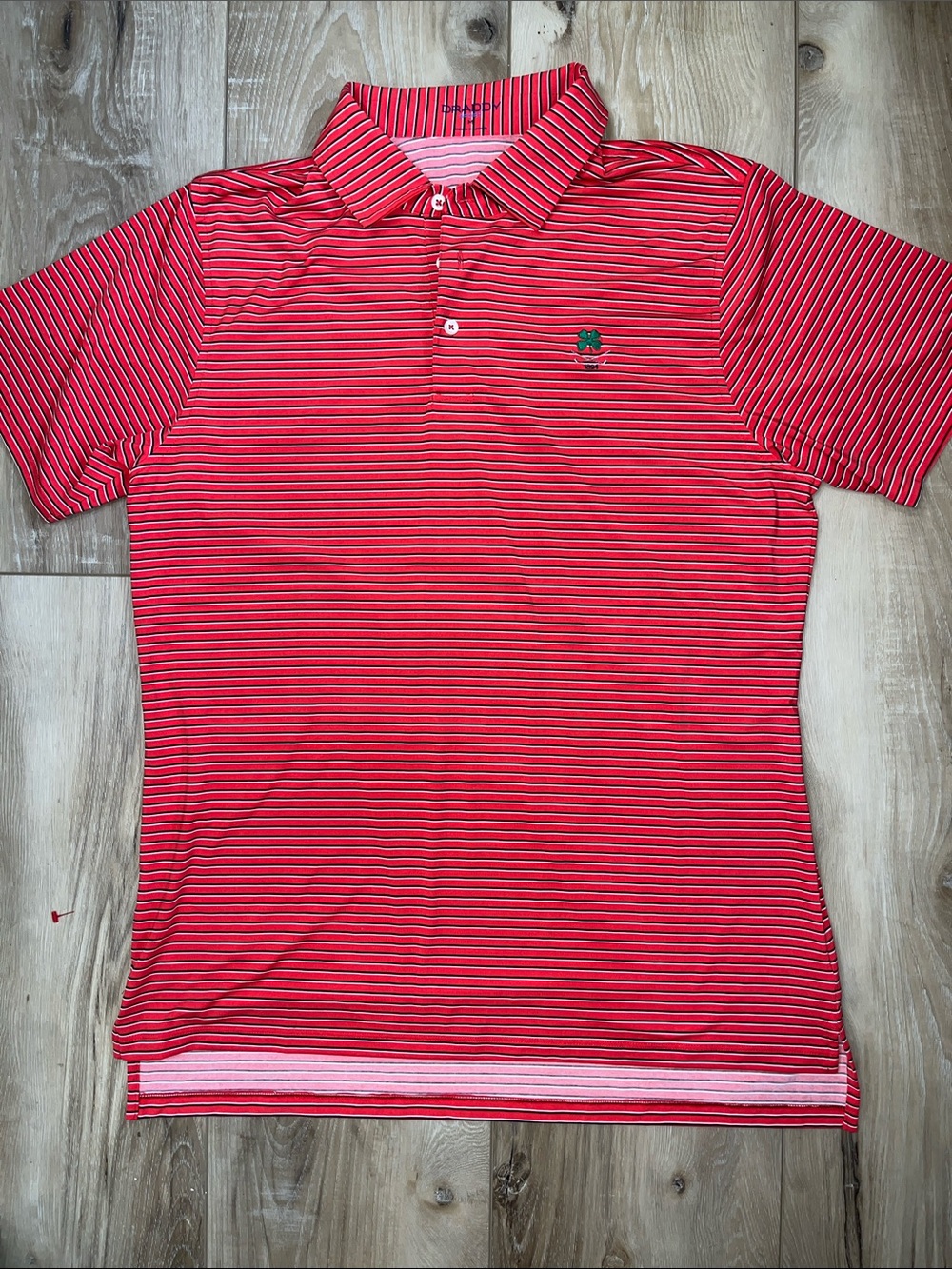 B Draddy Sport Men’s  Performance Stretch Striped Golf Polo Shirt Red Size M
